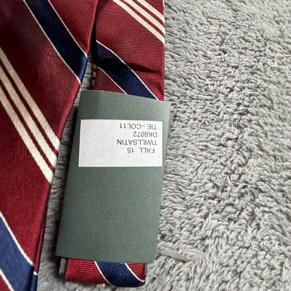 Lauren Ralph Lauren Men's Silk Tie Red Blue White Striped Hand Made NWT - Picture 4 of 5